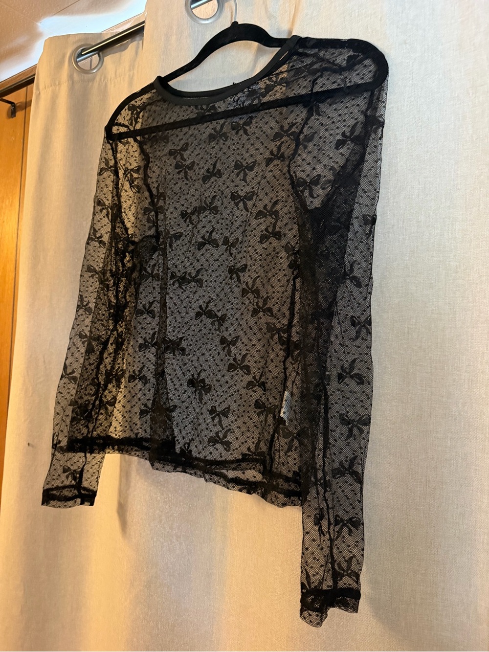 Sheer Black Long-Sleeve Lace Top